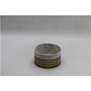 CESTO RED BAMBÚ FORRADO TELA D15X8CM NAT