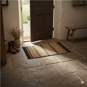 ALFOMBRA RECTANGULAR RAYAS SEAGRASS 80X50CM BICOLOR