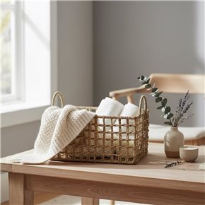 CESTO RECT. C/ASAS 40x30xH20/26CM SEAGRASS NATURAL