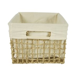 CESTO FORRADO C/TELA SEAGRASS 35x35xH26CM NATURAL