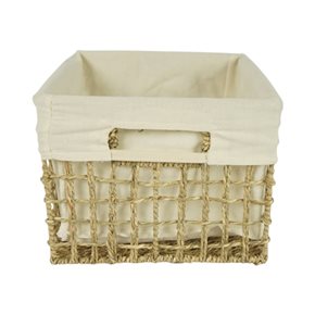 CESTO FORRADO C/TELA SEAGRASS 25X25XH20CM NATURAL