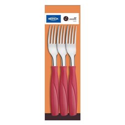 SET 3 TENEDORES MESA 19CM ITAPARICA ROJO BRINOX