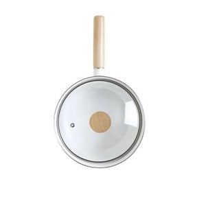 CACEROLA D15CM ENLOZADA TAPA VIDRIO BLANCO