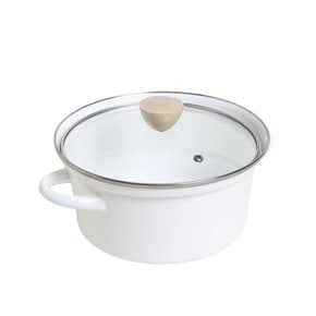 OLLA D22CM ENLOZADA TAPA VIDRIO BLANCO