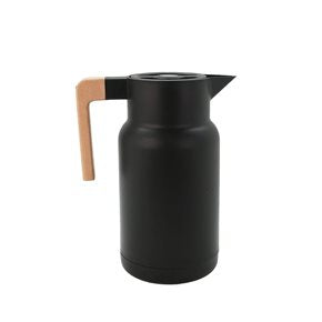 JARRA TERMICA RECTA 1L PLASTICO MANGO MADERA NEGRO