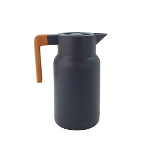 JARRA TERMICA RECTA 1L PLASTICO MANGO MADERA GRIS