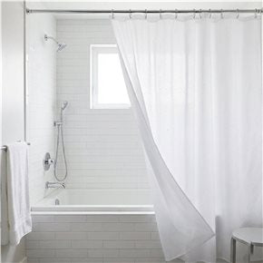 CORTINA DE BAÑO LISA C/GANCHOS 180x180CM BLANCO