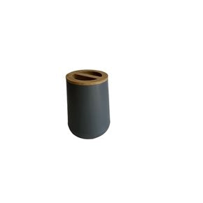 VASO PORTACEPILLOS EN PLASTICO Y MADERA GRIS