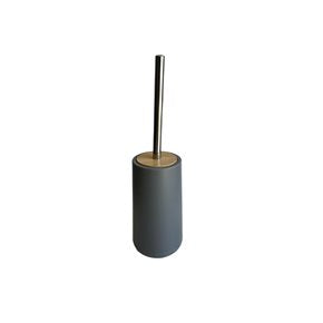 ESCOBILLA SANITARIA CON BASE PLÁSTICO Y MADERA GRIS
