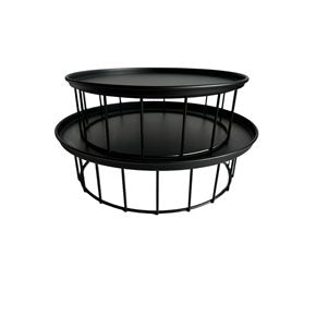 SET X2 PLATO SOPORTE METALICO 30x9/25x9CM NEGRO