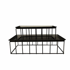 SET X2 SOPORTE METALICO 30x15x9/23x10x9cm NEGRO