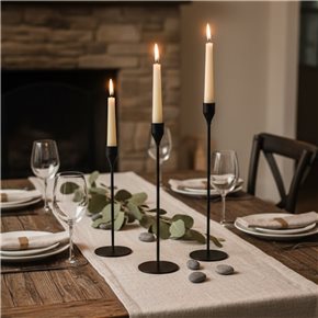 SET 3 CANDELABRO 8x23/28/33CM CON PUNTA NEGRA