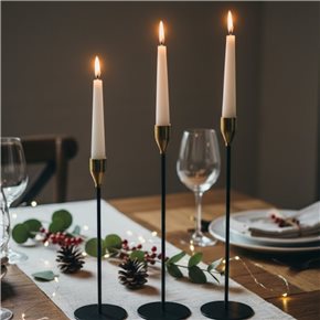 SET 3 CANDELABRO 8x23/28/33CM CON PUNTA DORADA