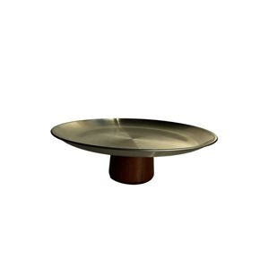 BANDEJA C/BASE D20x7.5CM PLATA/NEGRO
