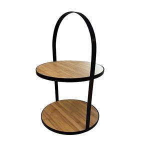 PLATO EXHIBIDOR 2 NIVELES 30.5x30x48CM BAMBOO/MET
