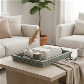 BANDEJA MDF CON ASA  40x30x7CM VINTAGE