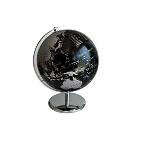 GLOBO TERRAQUEO 20x26.5CM HIERRO PLADEADO/NEGRO