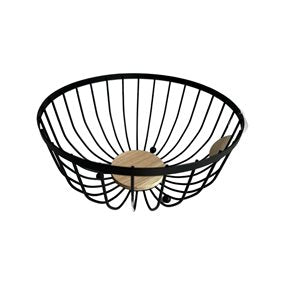 FRUTERO METAL CON BASE MADERA D25x12.5CM NEGRO