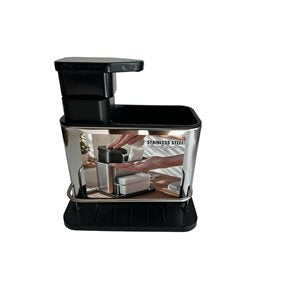 DISPENSADOR JABON  Y PORTA ESPONJA 18x13x18CM NEGRO