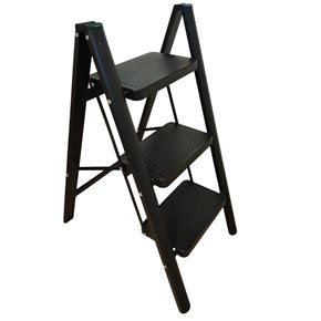 ESCALERA DE 3 NIVELES METAL 39x59x76CM NEGRO