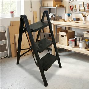ESCALERA DE 3 NIVELES METAL 39x59x76CM NEGRO