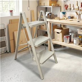 ESCALERA DE 3 NIVELES METAL 39x59x76CM BEIGE