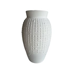 FLORERO CERAMICA D19x33CM PUNTILLO BLANCO
