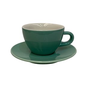 TAZA DE CAFE 180ML CON PLATO PORCELAN ESPECIAL VERDE AGUA SELECTA