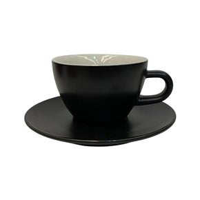TAZA DE CAFE 180ML CON PLATO PORCELAN ESPECIAL NEGRO MATE SELECTA