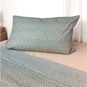 JUEGO DE SABANAS ALGODON 144H TWIN 90x190+30CM ROMBOS ROSA/GRIS CANNON