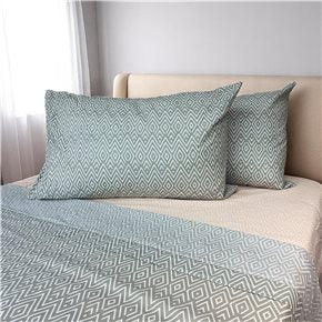 JUEGO DE SABANAS ALGODON 144H QUEEN 160x200+35CM ROMBOS ROSA/GRIS CANNON