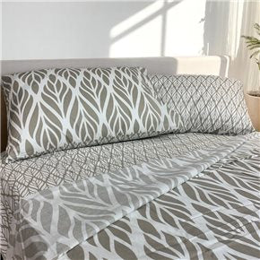 JUEGO DE SABANAS ALGODON 144H QUEEN 160x200+35CM HOJA GRIS CANNON