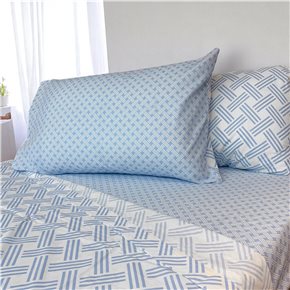 JUEGO DE SABANAS ALGODON 144H KING 180x200+35CM ENTRAMADO CELESTE CANNON