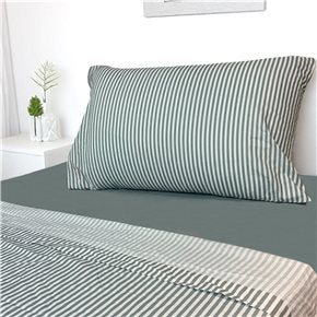JUEGO DE SABANAS ALGODON 180H TWIN 90x190+30CM RAYAS GRIS CANNON
