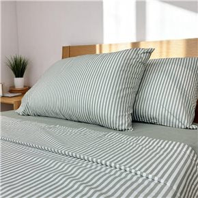 JUEGO DE SABANAS ALGODON 180H FULL 140x190+30CM RAYAS BEIGE CANNON
