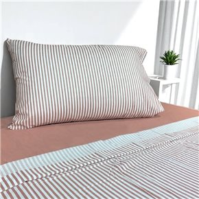 JUEGO DE SABANAS ALGODON 180H TWIN 90x190+30CM RAYAS ROSA CANNON