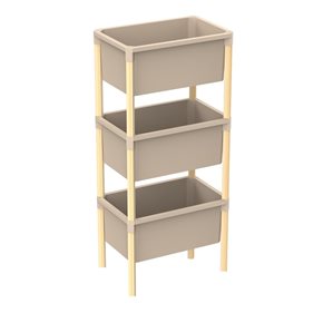 ESTANTERIA  3 CONTENEDORES 95x26x39CMS MADERA Y PP