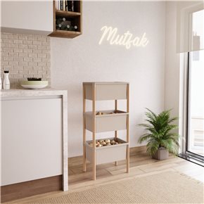 ESTANTERIA  3 CONTENEDORES 95x26x39CMS MADERA Y PP