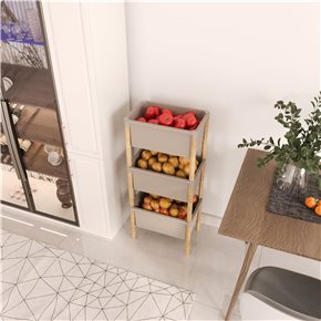 ESTANTERIA  3 CONTENEDORES 95x26x39CMS MADERA Y PP