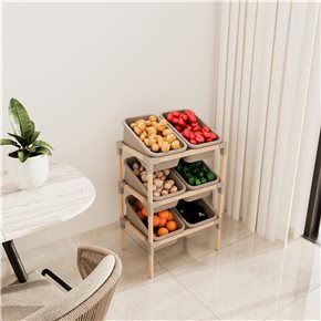 ESTANTERIA  6 CONTENERDORES 90X55X39CMS MEDERA Y PP