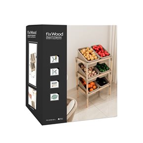 ESTANTERIA  6 CONTENERDORES 90X55X39CMS MEDERA Y PP