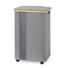 CESTO DE ROPA C/TAPA 40.5X33X65CM TELA GRIS