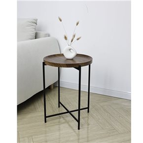 MESA AUXILIAR REDONDA 37X37X47CM MADERA Y METAL
