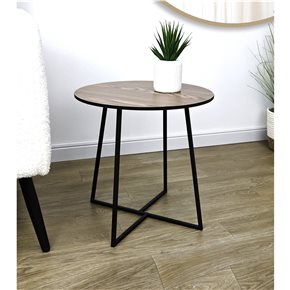 MESA AUXILIAR REDONDA 40X40X40CM MADERA Y METAL