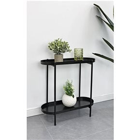 CONSOLA 2 NIVELES 54X25X56CM METAL NEGRO
