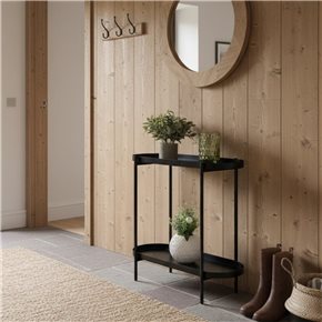 CONSOLA 2 NIVELES 54X25X56CM METAL NEGRO