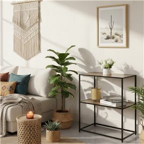 CONSOLA 2 NIVELES 62.5X30X75.5CM MADERA Y METAL
