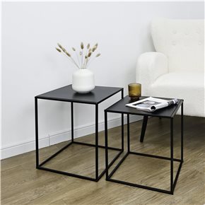 SET 2 MESAS AUX 38X38X41/34X34X37CM METAL NEGRO