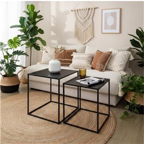SET 2 MESAS AUX 38X38X41/34X34X37CM METAL NEGRO