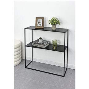 CONSOLA 2 NIVELES 78X27X78CM METAL NEGRO